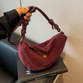 Burgundy Soft Suede Shoulder Bag