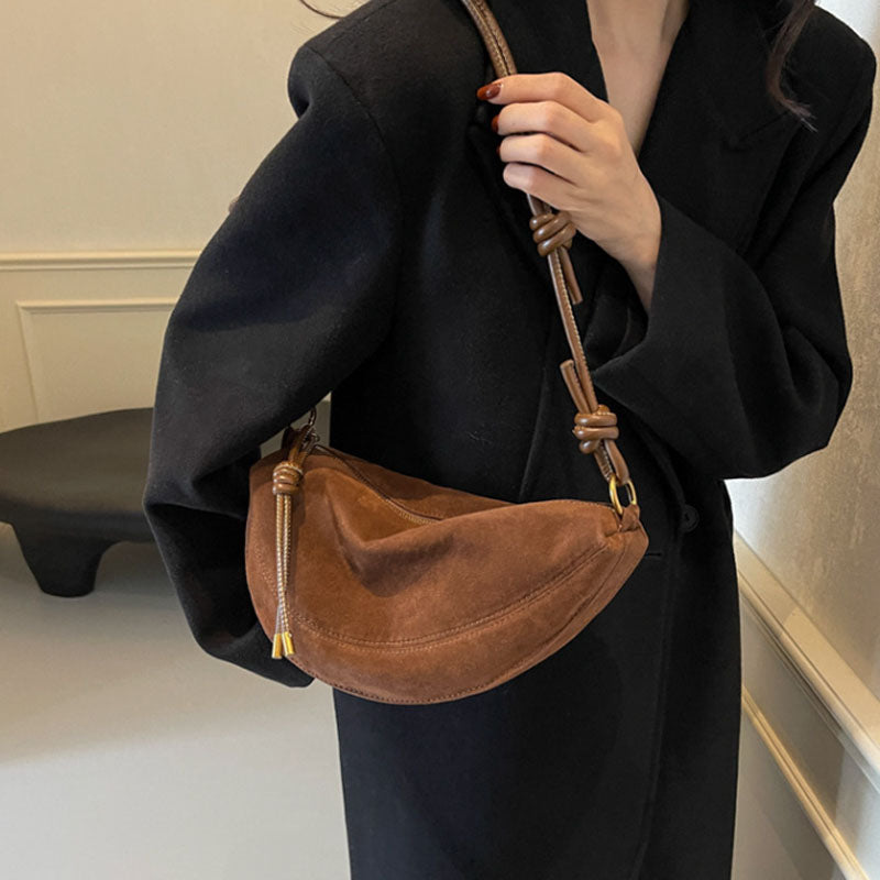 Burgundy Soft Suede Shoulder Bag