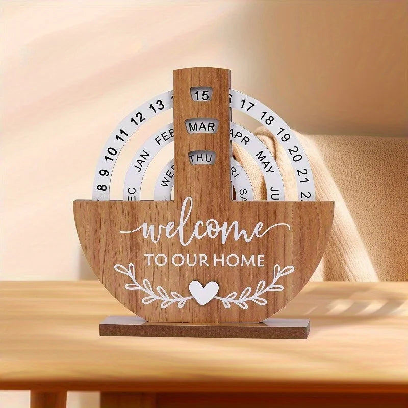 Wooden Perpetual Desk Calendar – Moon Design