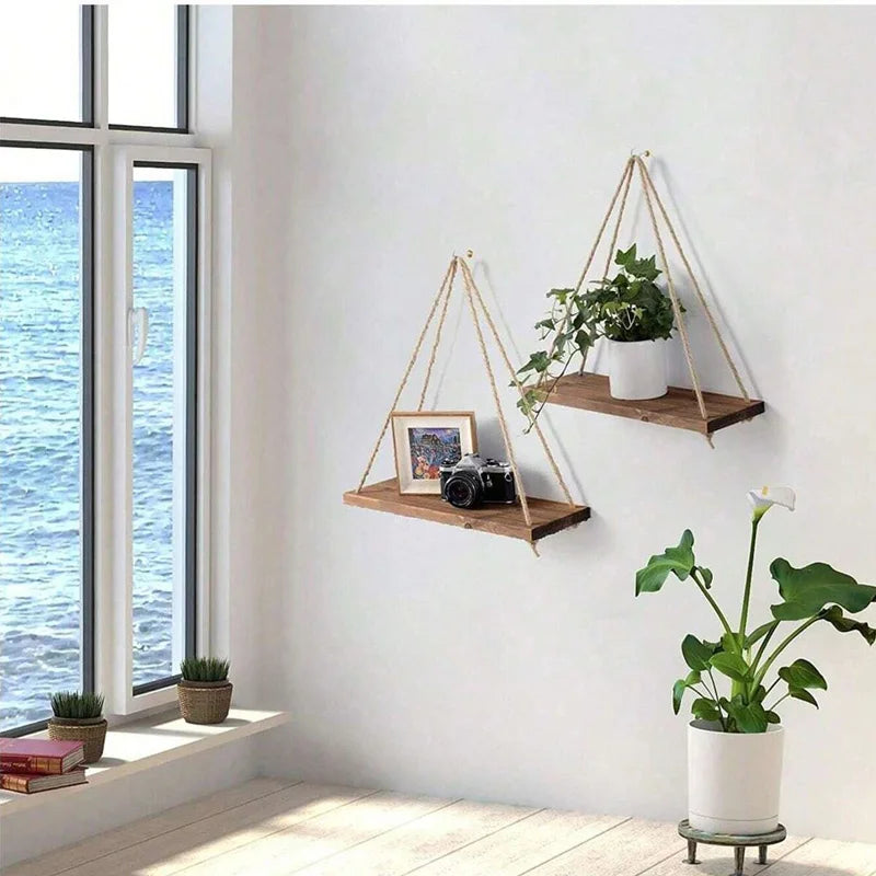 Wooden Hanging Swing Shelf