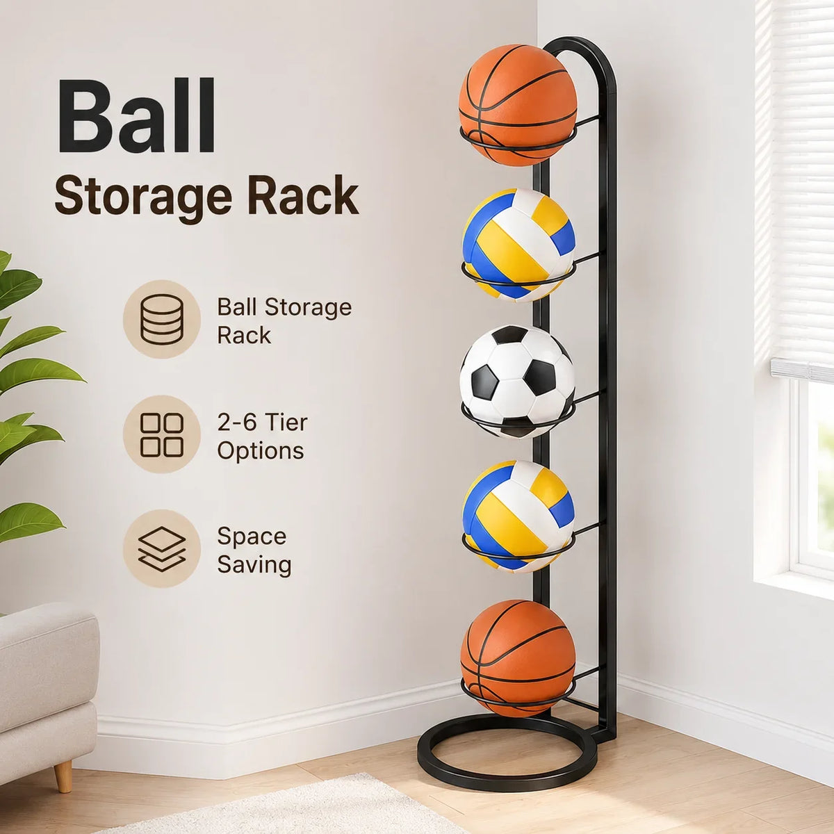 Multi-Tier Sports Ball Storage Rack