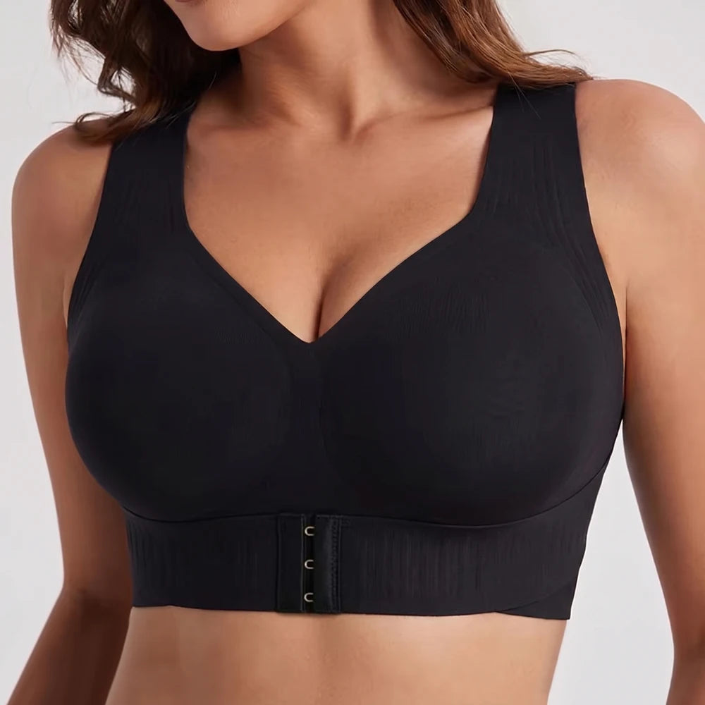 Women's Posture Support Bra – Cross Back, Front Adjustable Band, Wireless