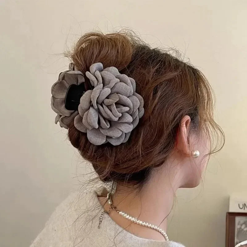 French Rose Flower Hair Claw Clip
