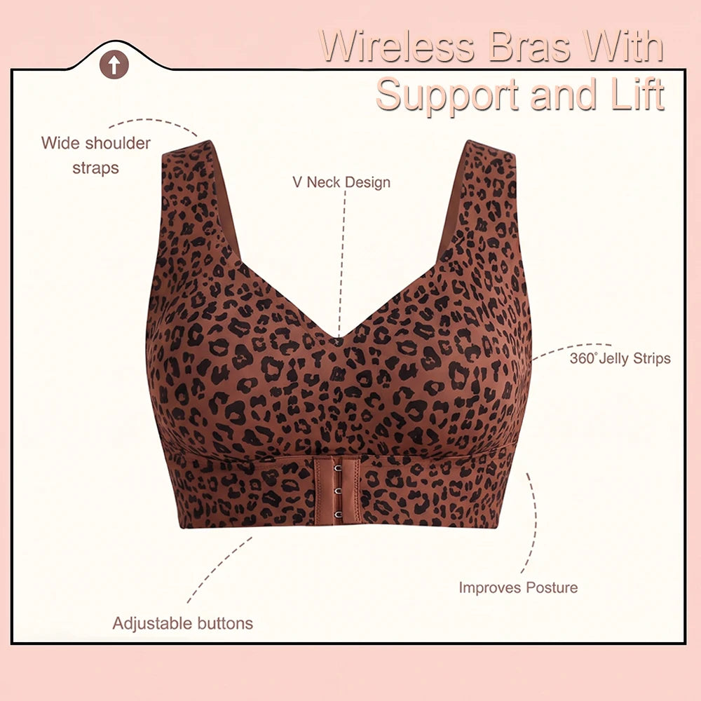 Women's Posture Support Bra – Cross Back, Front Adjustable Band, Wireless