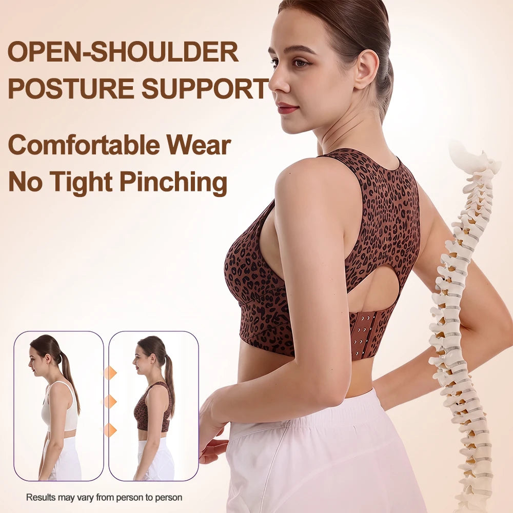 Women's Posture Support Bra – Cross Back, Front Adjustable Band, Wireless