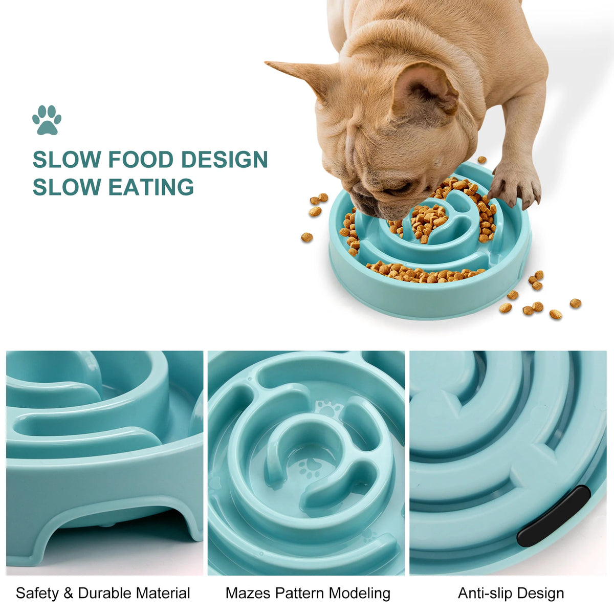 Slow Feeder Dog Bowl – Non-Slip Anti-Gulp Bowl