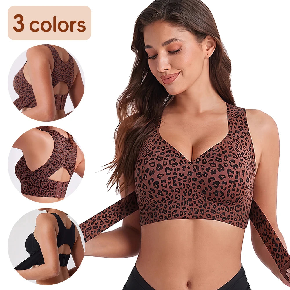 Women's Posture Support Bra – Cross Back, Front Adjustable Band, Wireless