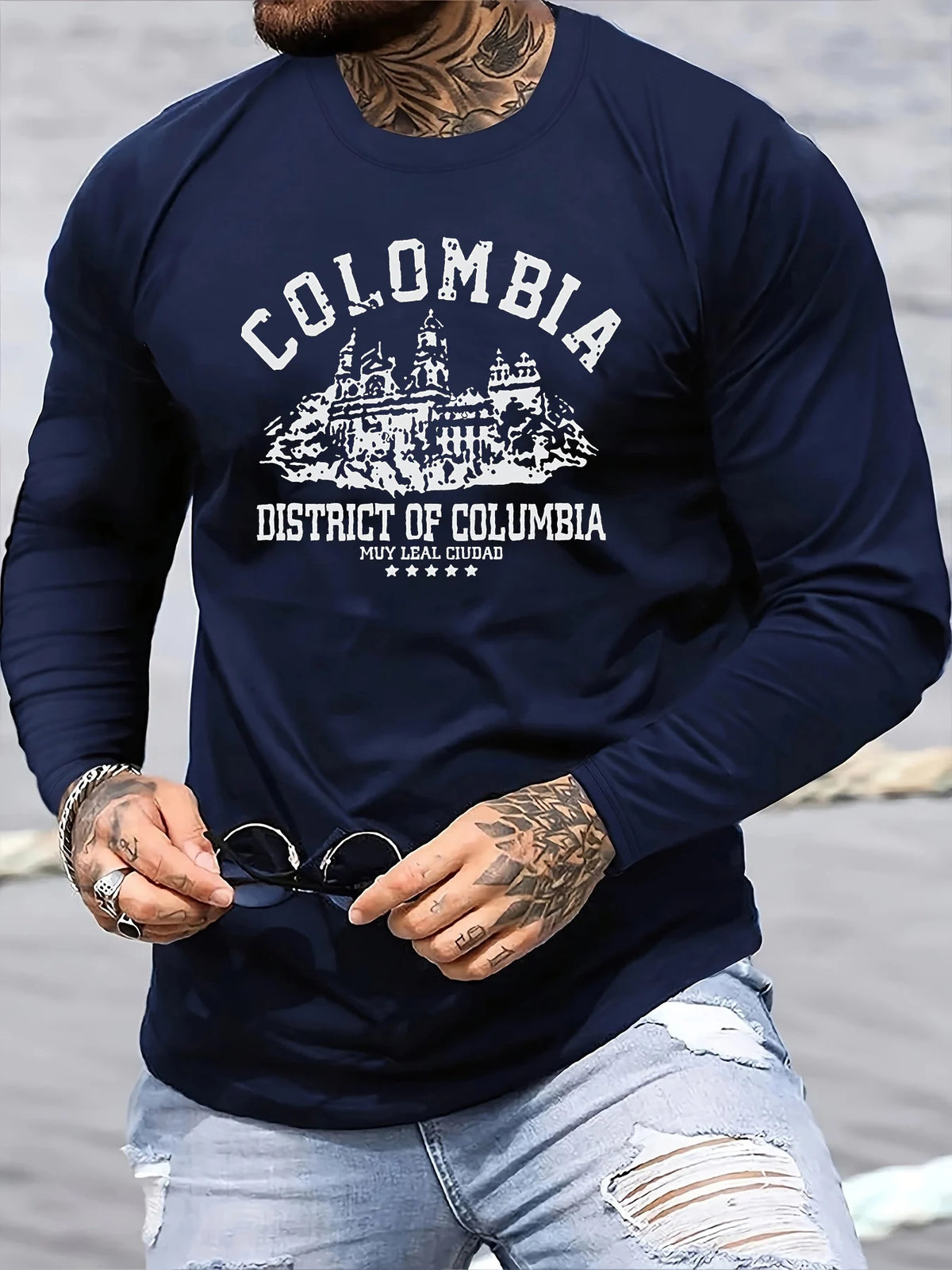 Men's Cotton Long-Sleeve Casual Tee