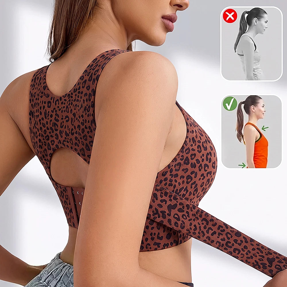 Women's Posture Support Bra – Cross Back, Front Adjustable Band, Wireless