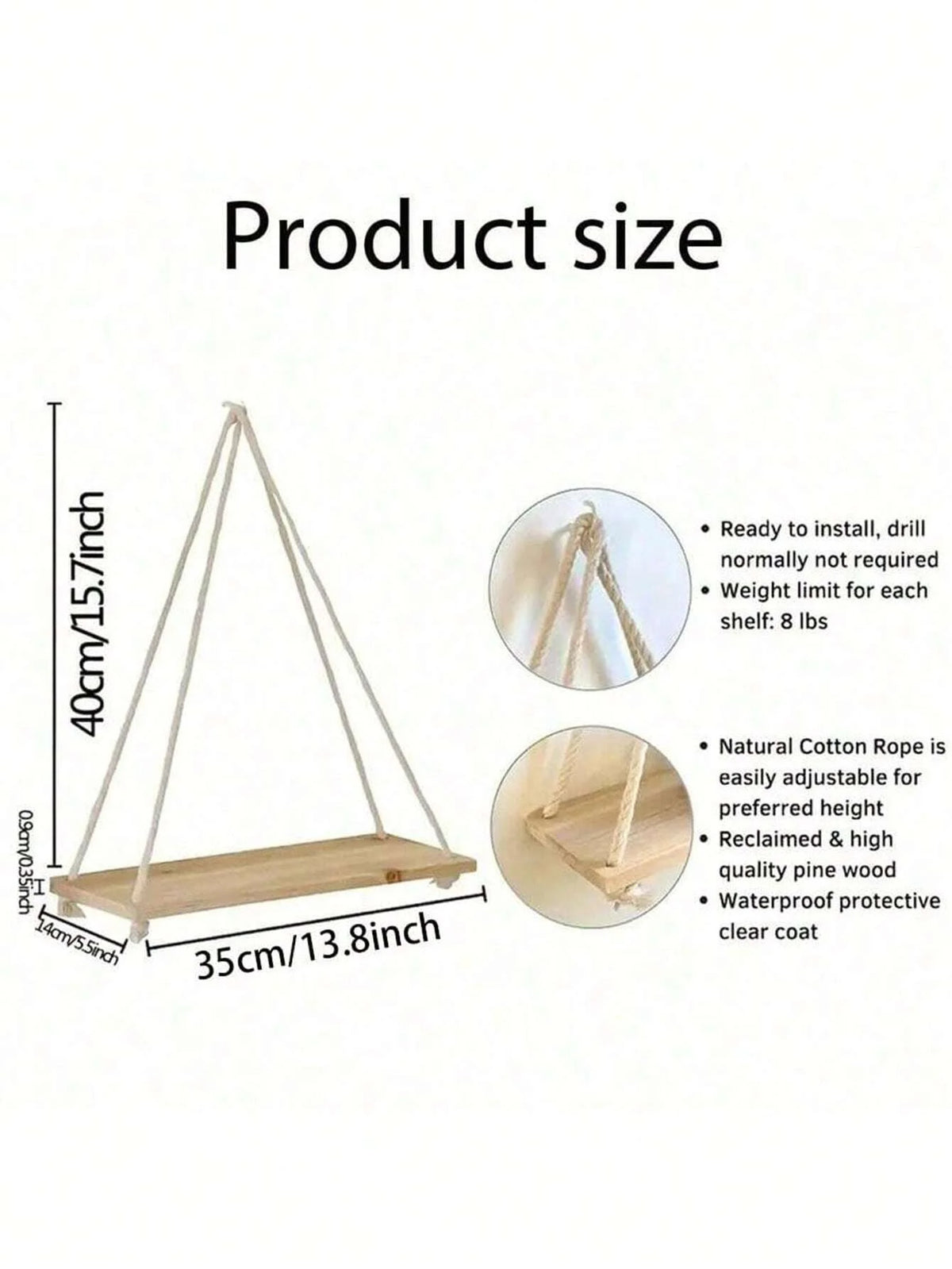Wooden Hanging Swing Shelf