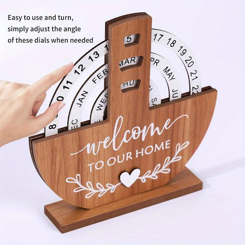 Wooden Perpetual Desk Calendar – Moon Design