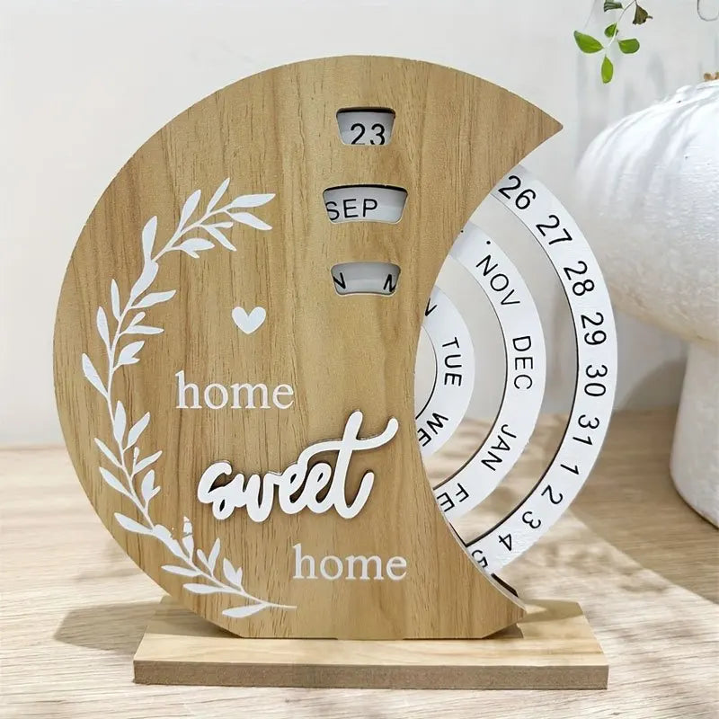Wooden Perpetual Desk Calendar – Moon Design
