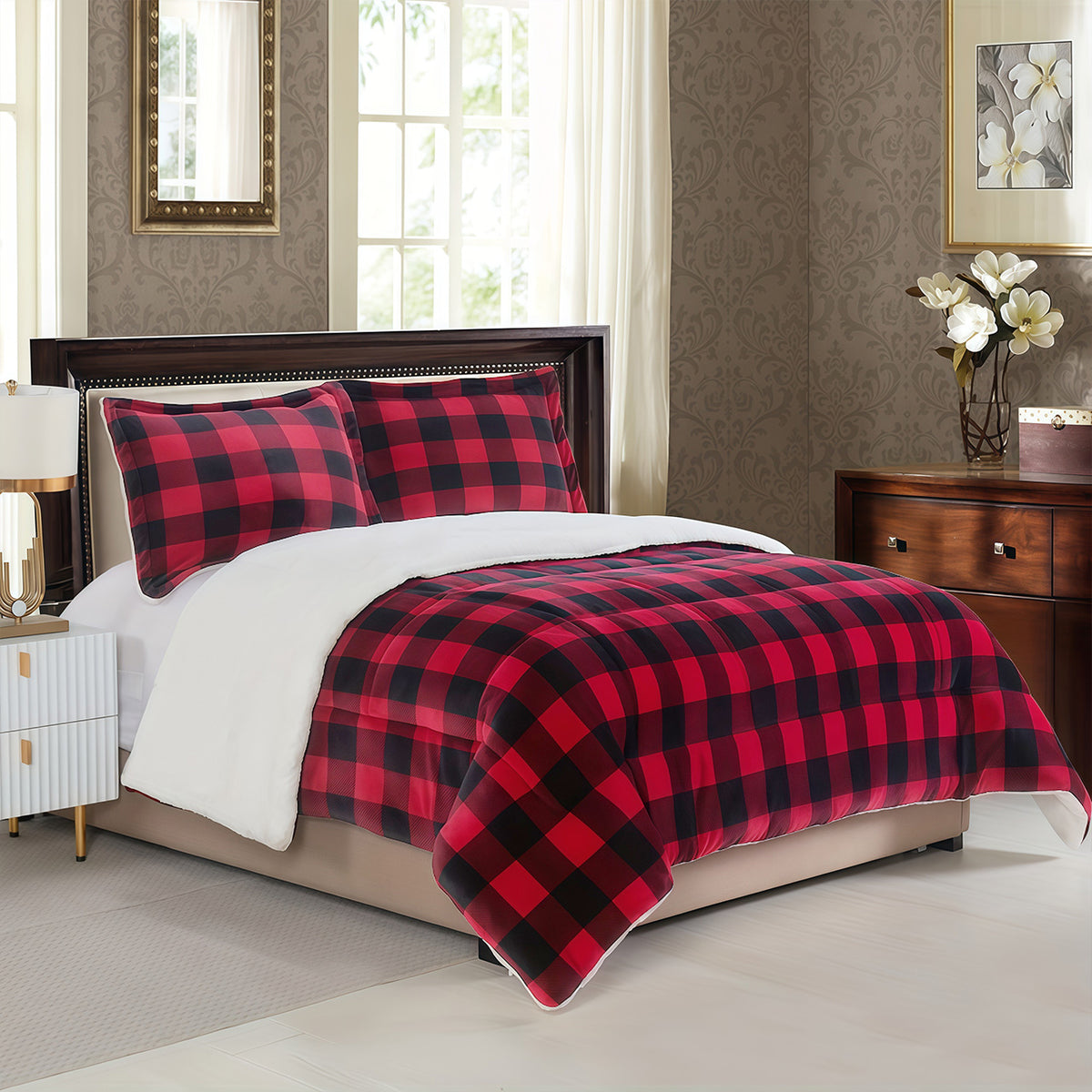 Sherpa Fleece Plaid Throw Blanket