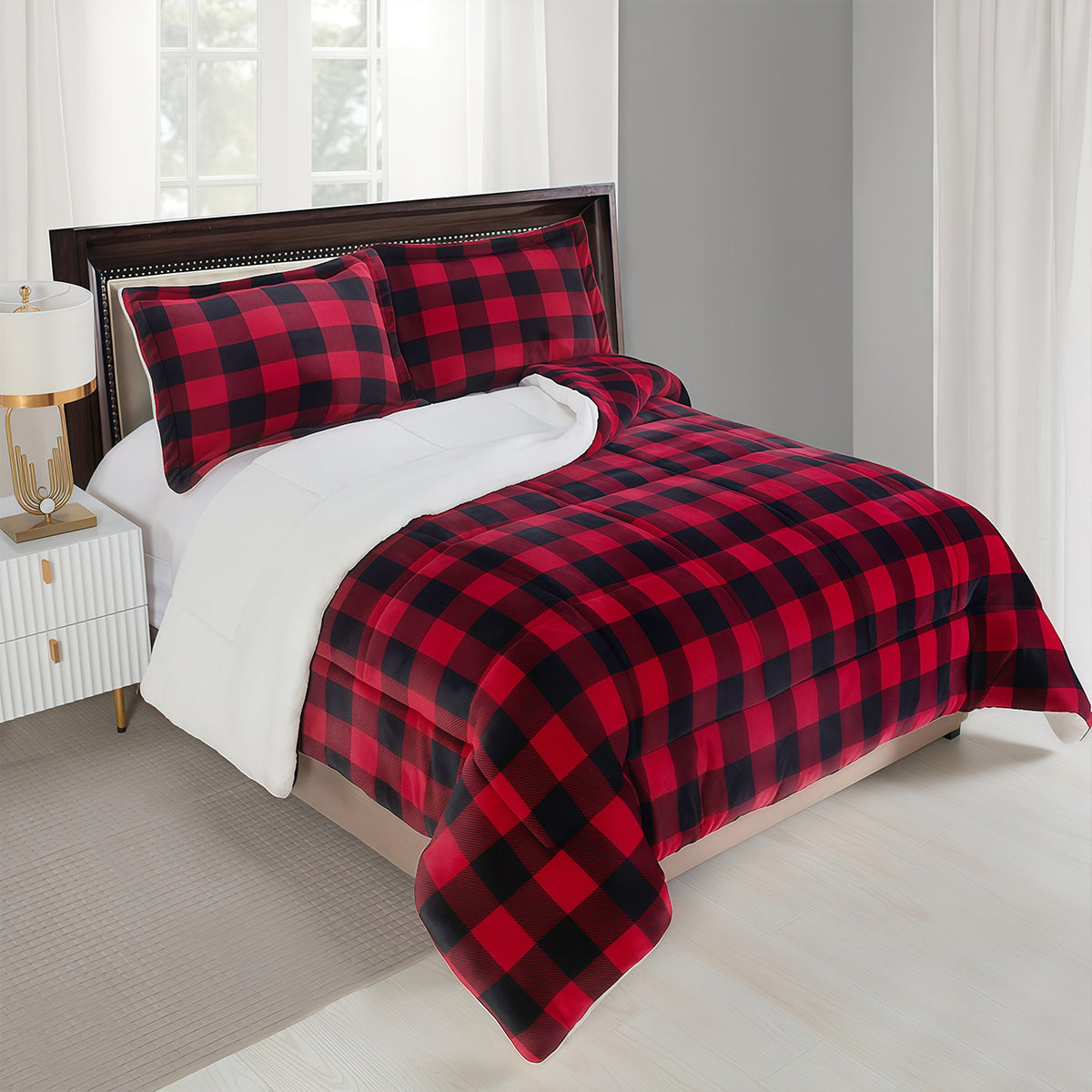 Sherpa Fleece Plaid Throw Blanket